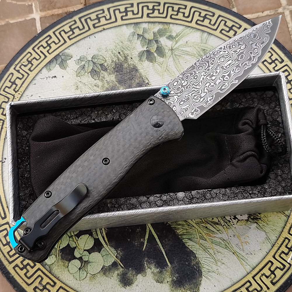 Best Hunting Outdoor Knife - Laminated steel Damascus 535 Titanium Carbon