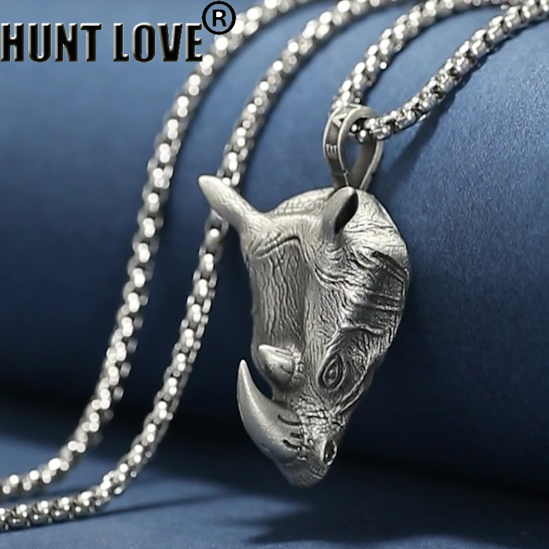 Wildman Hunting & Outdoor Robertson Photos - 1Pcs Pure Tin Rhino Head Pendant