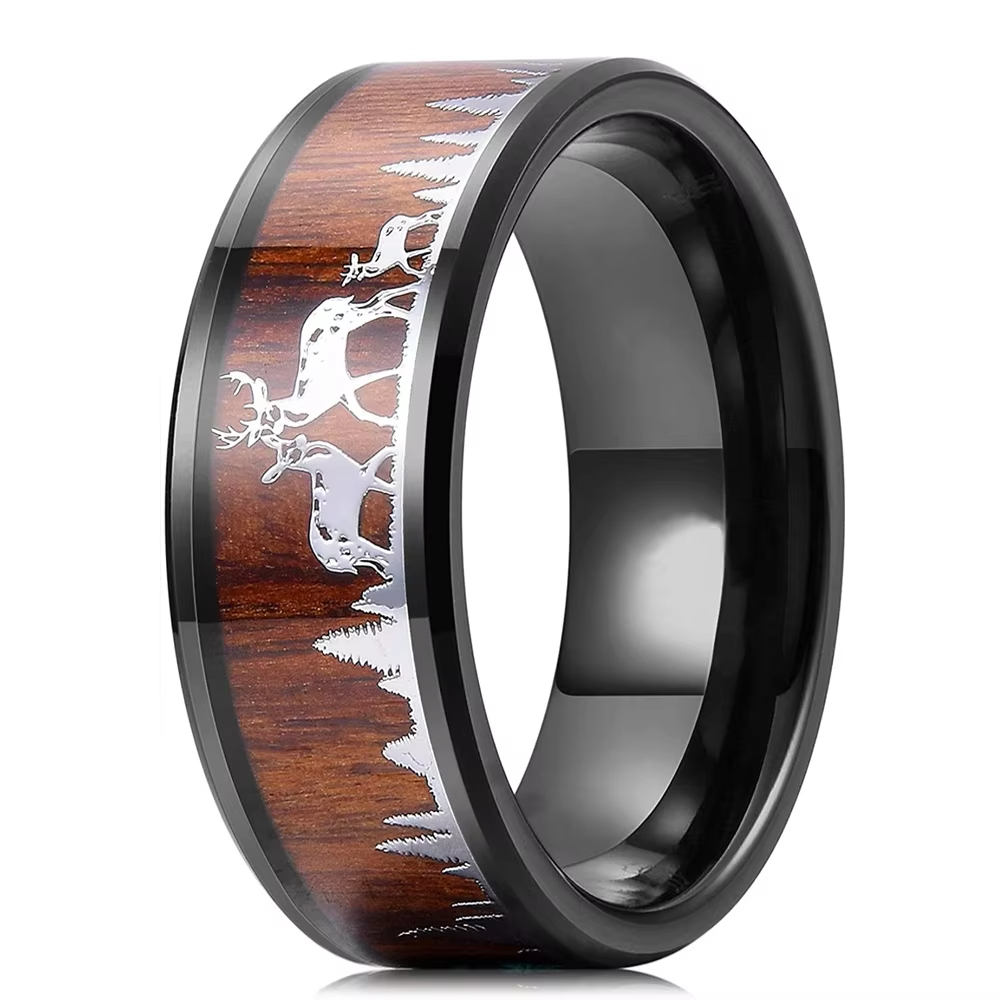 Wildman Hunting & Outdoor Robertson Photos - Fashion 8mm Koa Wood Inlay Deer