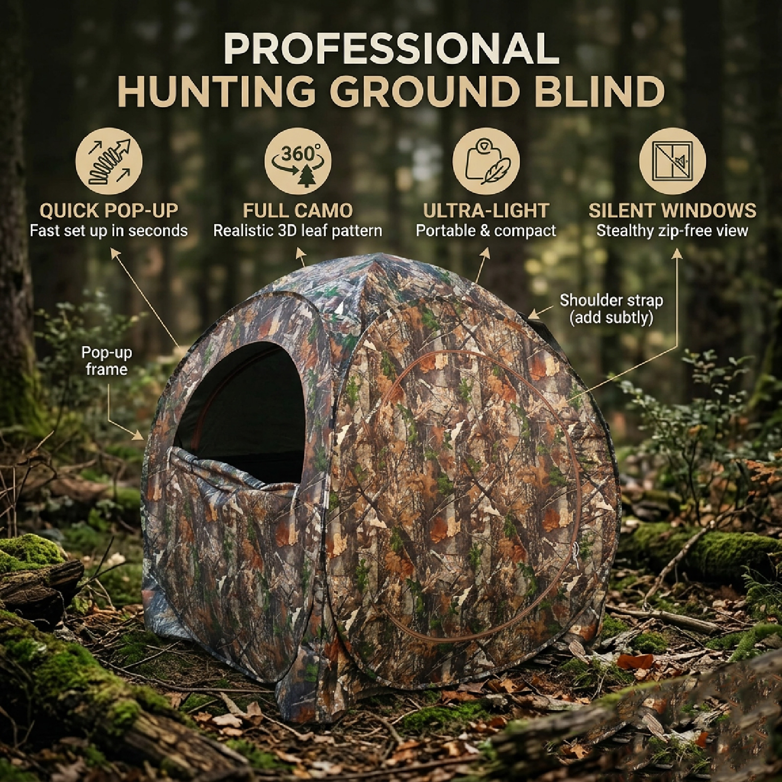 Camouflage Pop-Up Hunting Blin – Hunting & Outdoor Supplies Carterton recenzja i cena