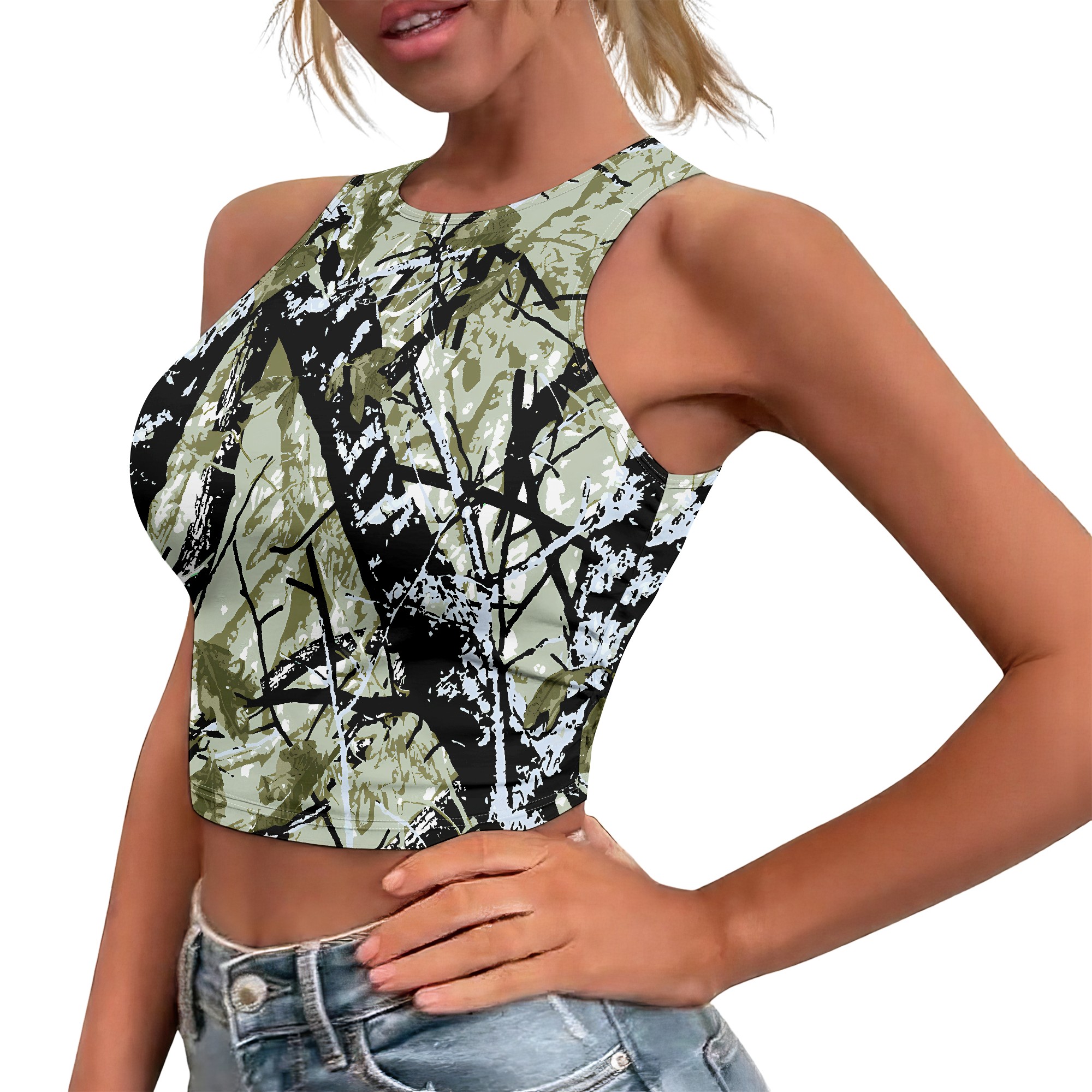 Camo Crop Top, Green Camouflag – Outdoor Hunting Outfit recenzja i cena