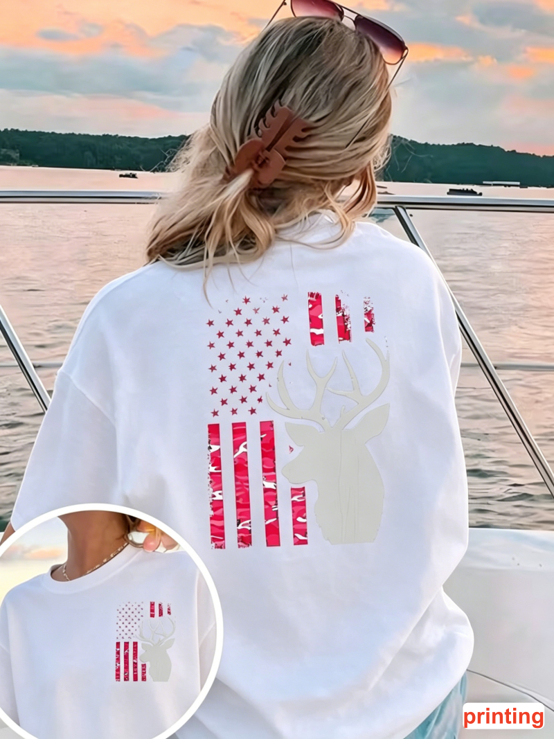 American Flag Deer Print T-shi – Outdoor Hunting Outfit recenzja i cena