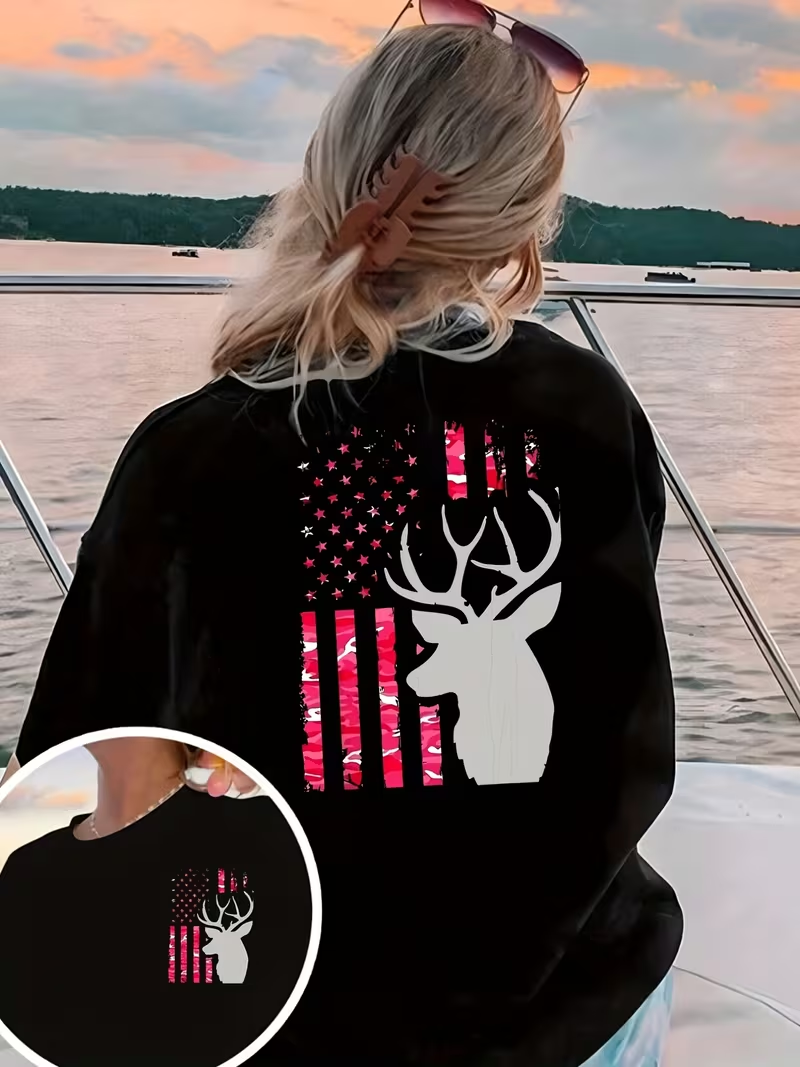 American Flag Deer Print T-shi – Outdoor Hunting Outfit recenzja i cena